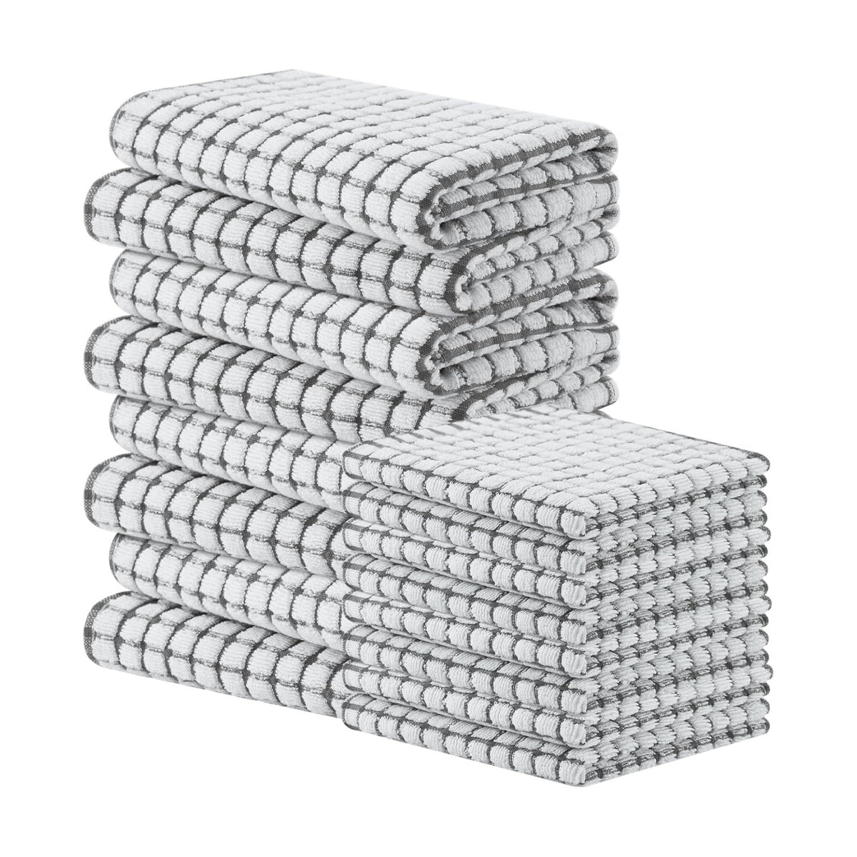 Homaxy Kitchen Towels and Dishcloths Set, Set of 16, Grey | Cotton Terry Kitchen Dish Towels, Super Soft and Absorbent