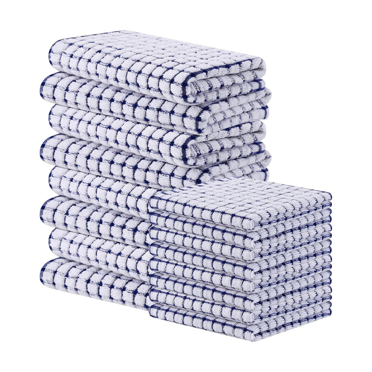 Homaxy Kitchen Towels and Dishcloths Set, Set of 16, Blue | Cotton Terry Kitchen Dish Towels, Super Soft and Absorbent