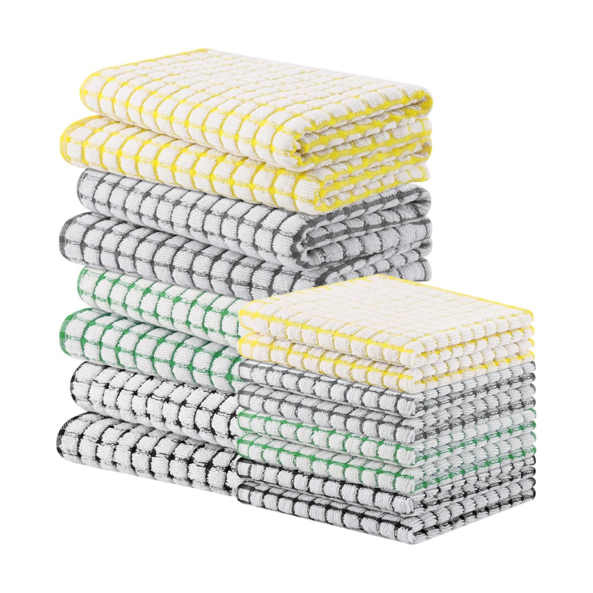 Homaxy Kitchen Towels and Dishcloths Set (16”x 25” and 12”x 12”, 16 Pack) | Cotton Terry Kitchen Dish Towels, Super