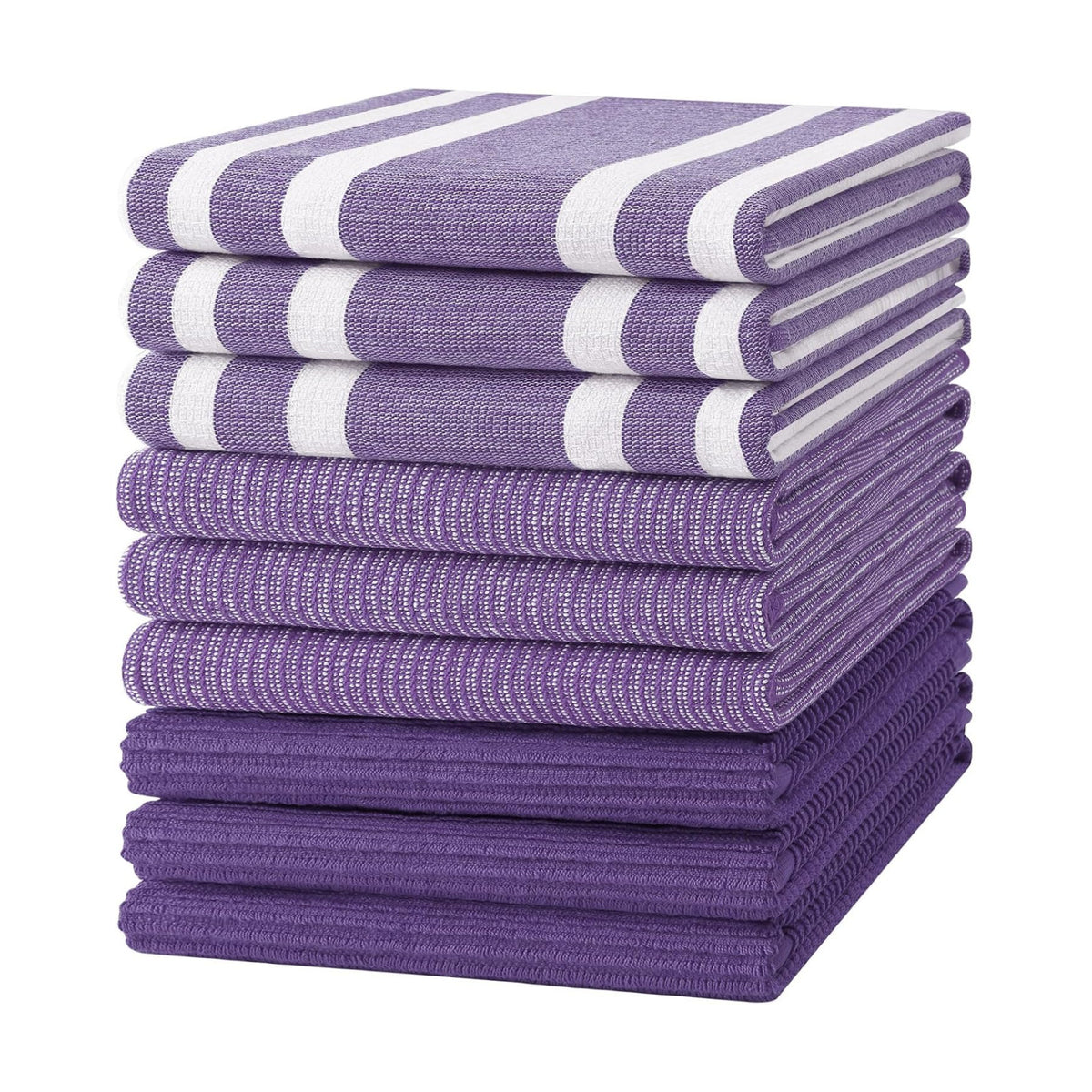 Homaxy Cotton 380 GSM Premium Kitchen Towels, 18"x 28", 9 Pack, Purple | Soft and Absorbent Terry Dish Towels