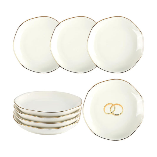 Ceramic Jewelry Tray Irregular Jewelry Dish for Women / White Irregular / Set of 8
