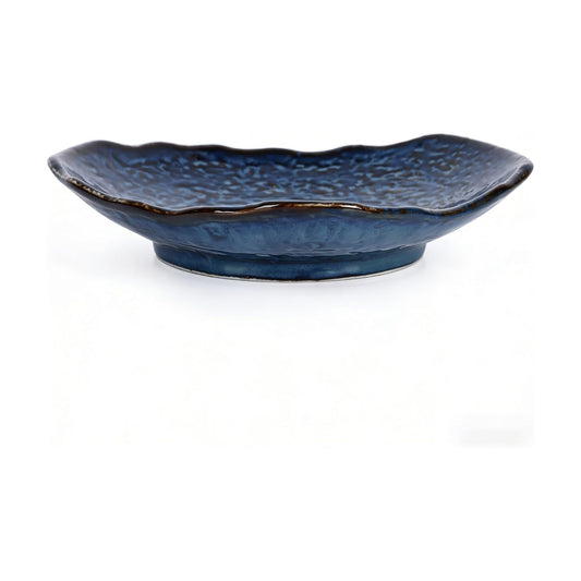 9.6" Blue Ceramic Fruit Bowl / Navy Blue / 9.6in