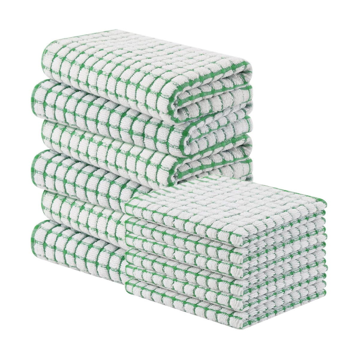 Homaxy Kitchen Towels and Dishcloths Set, Set of 12, Green | Cotton Terry Kitchen Dish Towels, Super Soft and Absorbent
