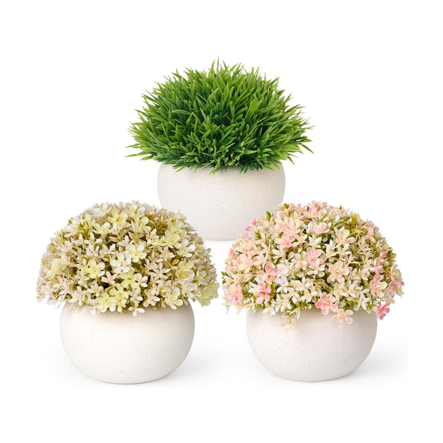 Fake Plants- Mini Artificial Pulp Pot Decor / Set of 3