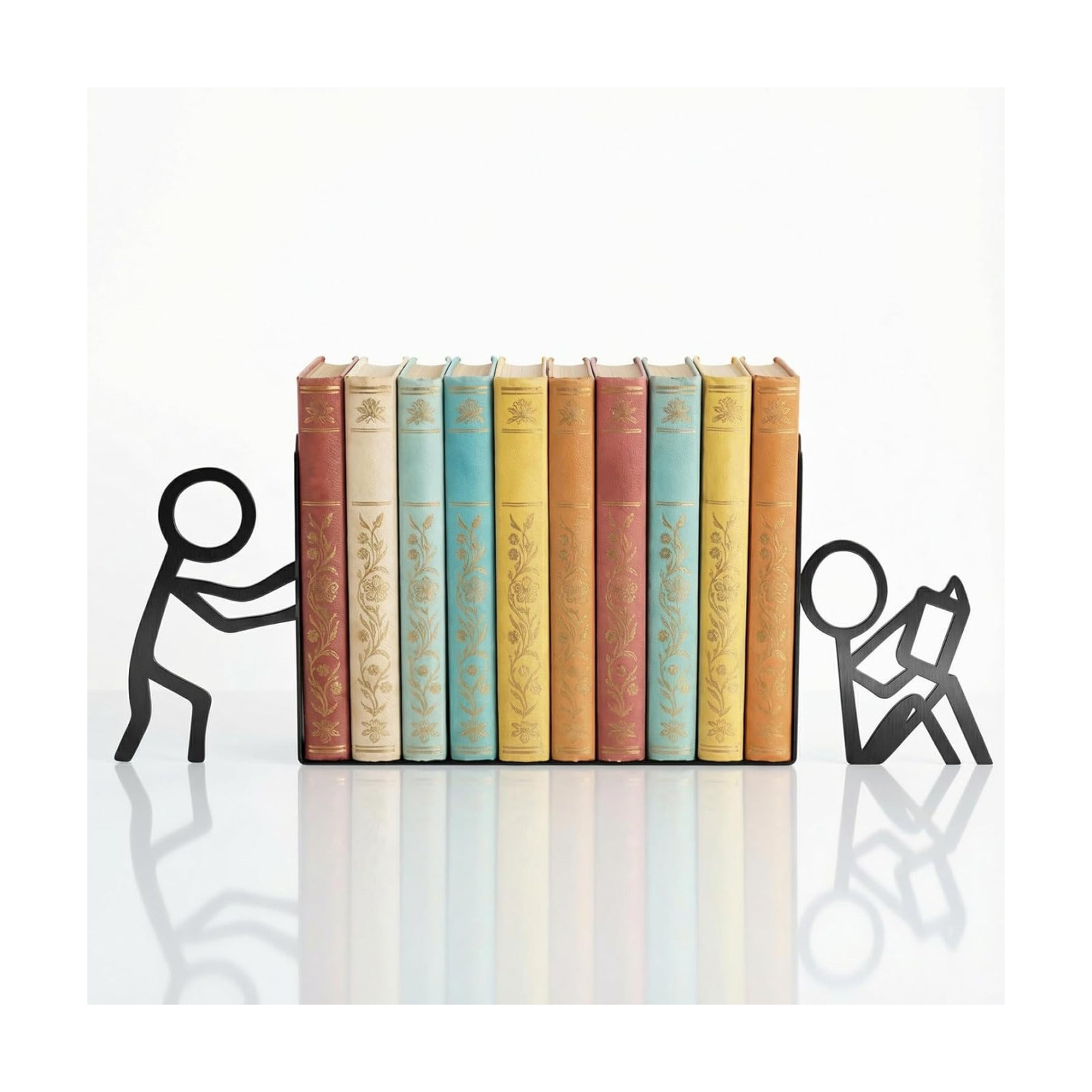 Bookends Decorative Metal Unique Cool Home Desk Bookend Funny Books / Sitting Little Figure Design