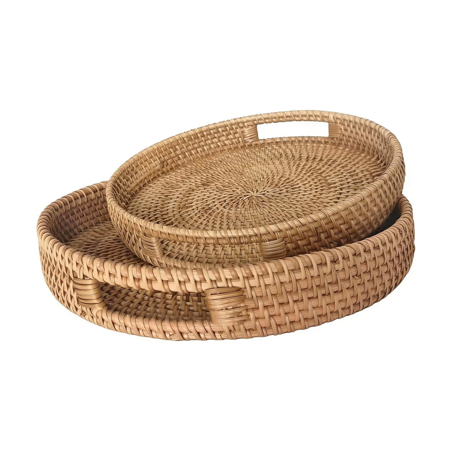 Round Rattan Trays / Natural / Set of 2