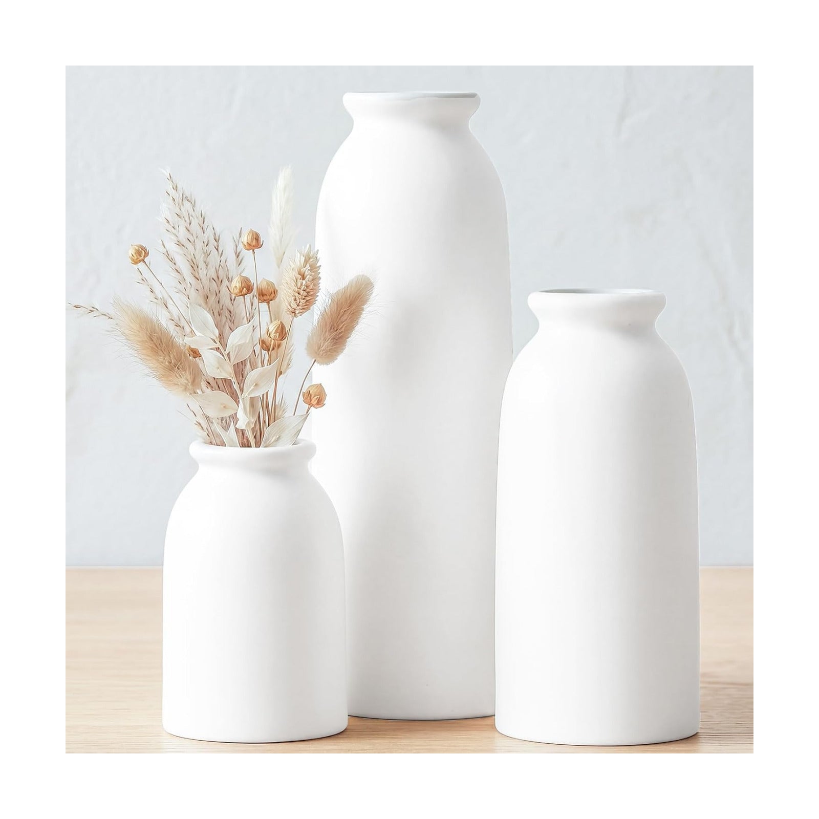 Rustic Vase / Ceramic Vases / Warm White / Set of 3