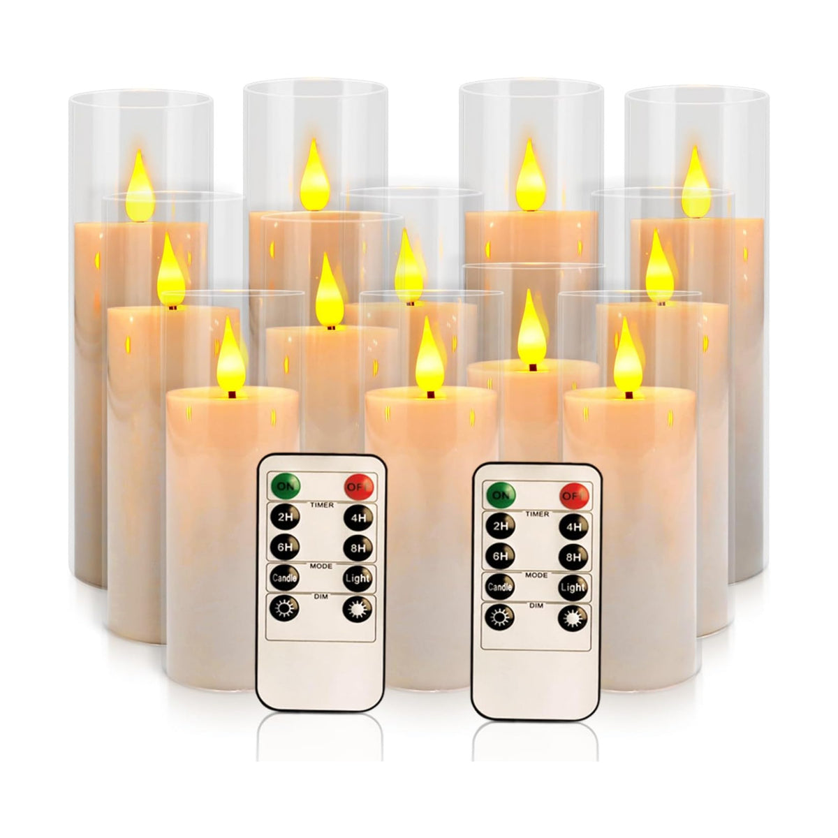 12-Pack White Acrylic Flameless LED Candle Set with Timer Remote Control—Ideal for Home Decor, Valentine's Day