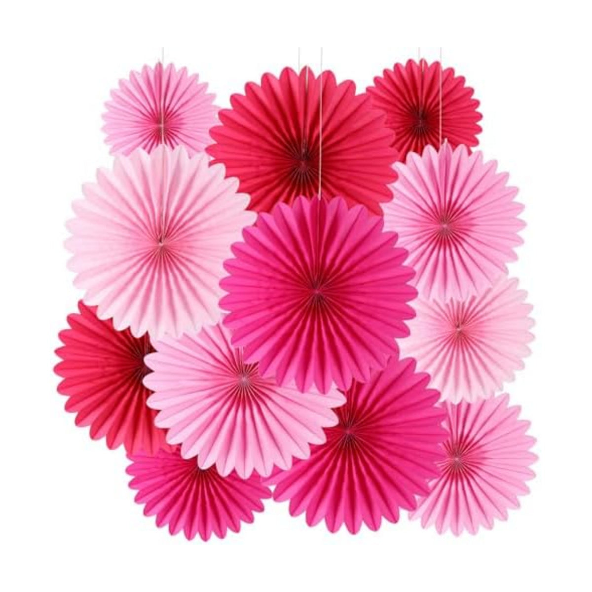 BestoFun 12PCS Paper Fans Hot Pink Party Decorations Tissue Paper Flowers Decorations Paper Fans Party Decorations for Girl Groovy Birthday Baby Shower Wedding Bachelorette Room Wall Hanging Décor