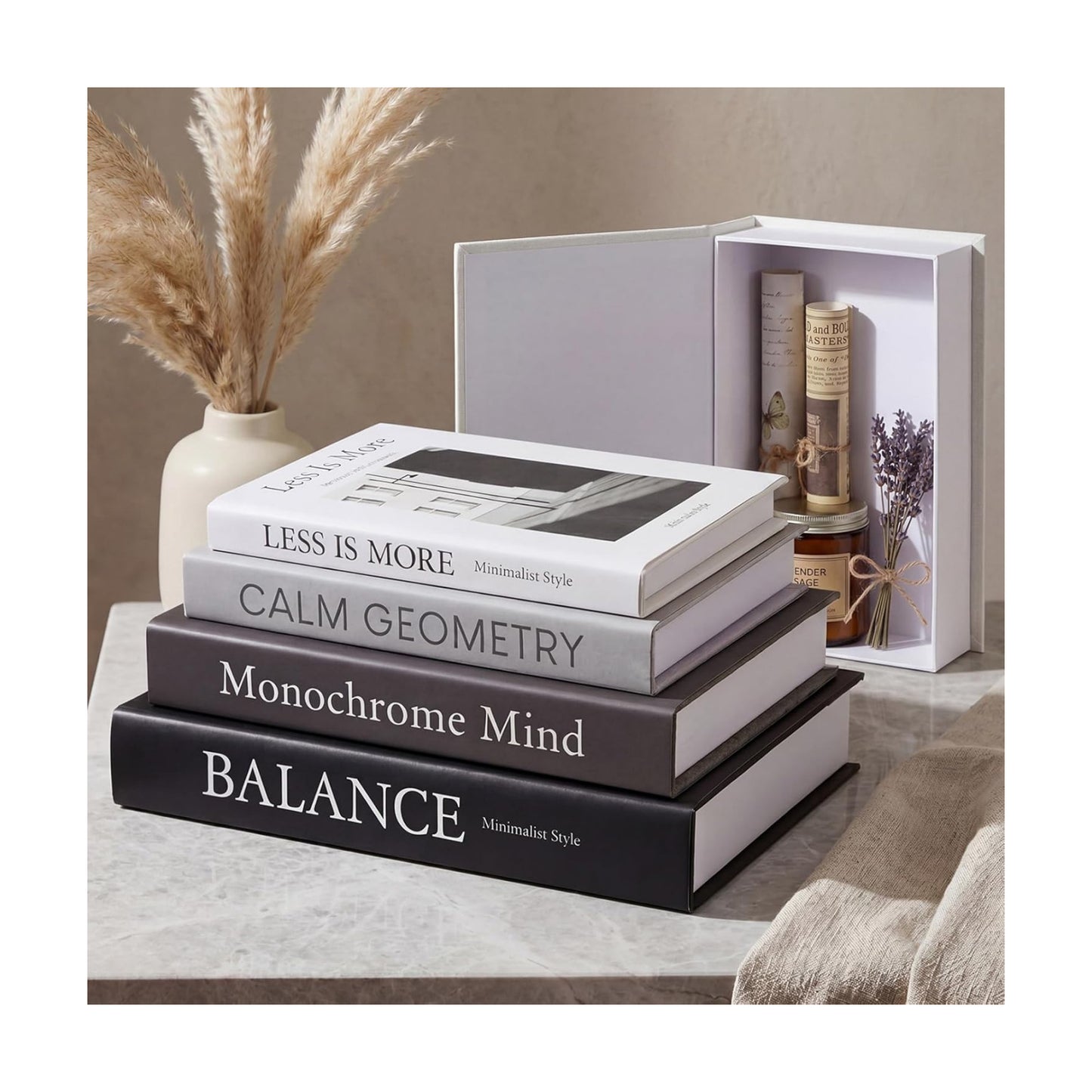 Decorative Books / Neutral / Black Gray White / Set of 8
