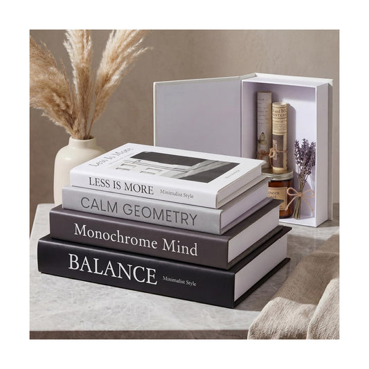 Decorative Books / Neutral / Black Gray White / Set of 8