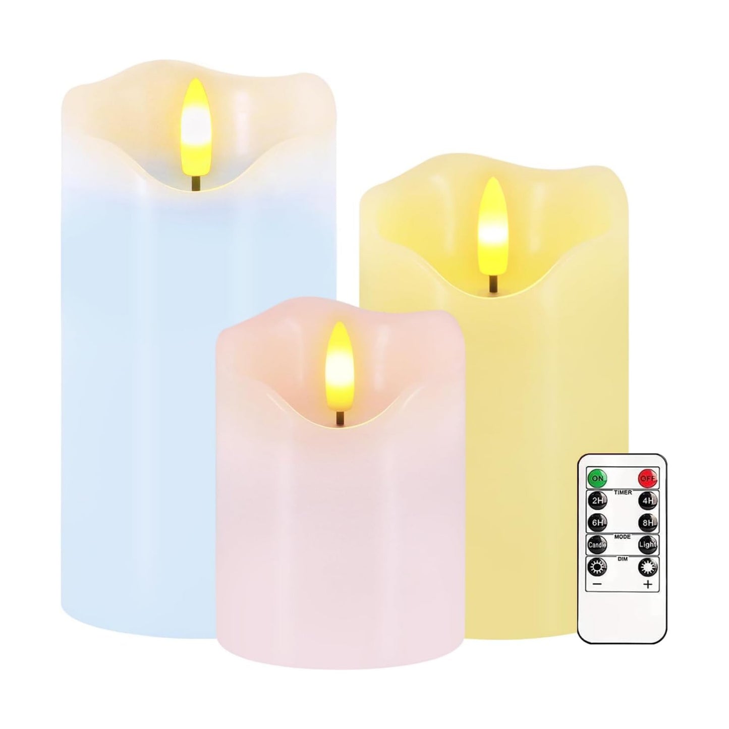 Easter Flameless Candles Set of 3, Pastel Spring Candle with Remote & Timer | Flickering Real Wax Pillar Candles