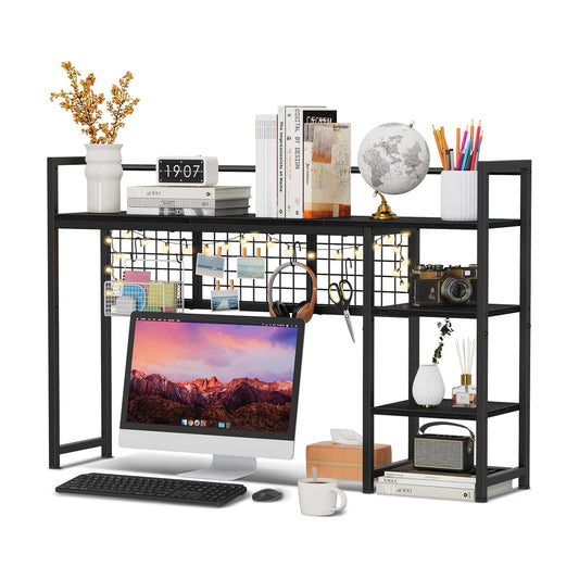 Snughome Desk Shelf, 44.9" Desktop Organizer Shelf, Desk Hutch for Computer Monitor, 4 Tier Desk Display Rack with