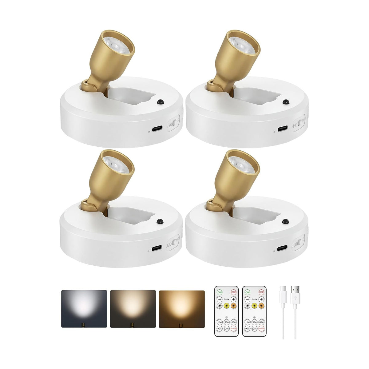 EZVALO 4-Pack Spotlight Indoor with Remote, Mini uplights, Wireless Art Lights | 4000mAh Rechargeable Battery