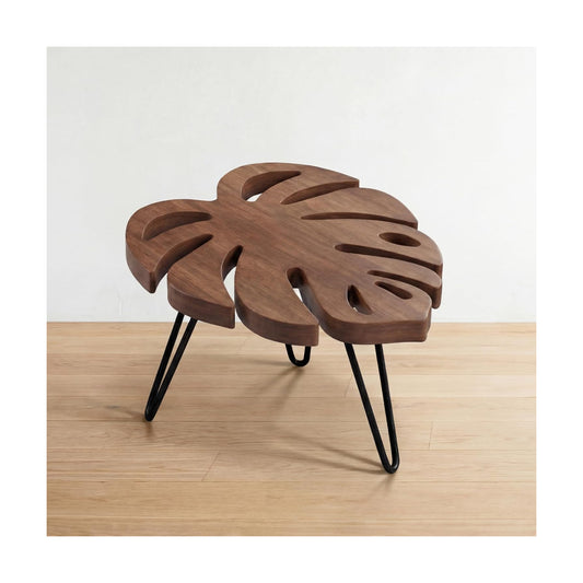 Monstera Leaf Short Plant Stand Small Wooden Plant Stool Stand Risers Pedestal Display Decorative