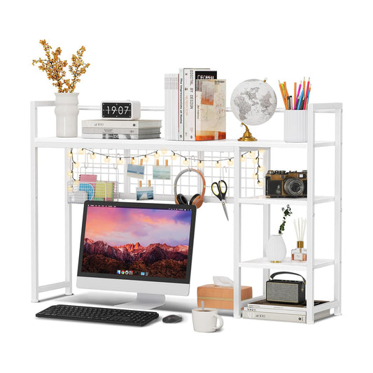 Snughome Desk Shelf, 44.9" Desktop Organizer Shelf, Desk Hutch for Computer Monitor, 4 Tier Desk Display Rack with