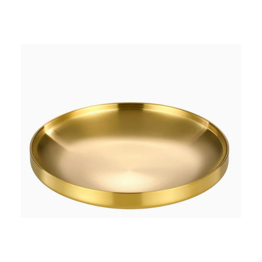 Round Tray / Decorative Antique Bowl / Gold / 7.5