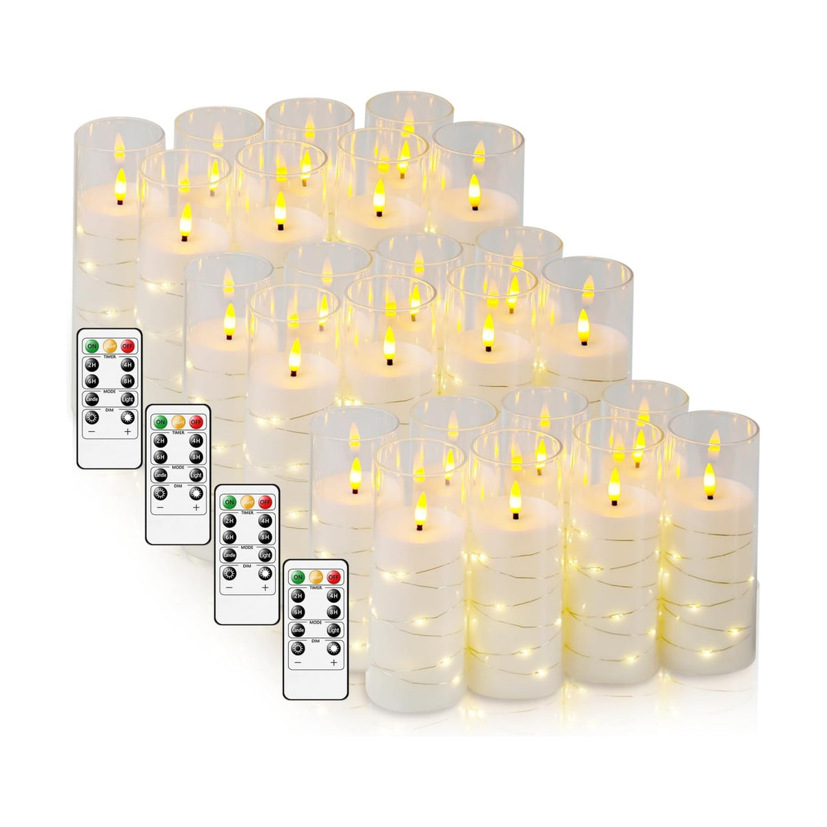 Flameless Candles,with Embedded Star String, Battery Operated Candles Flickering LED Pillar Candles with Remote Control