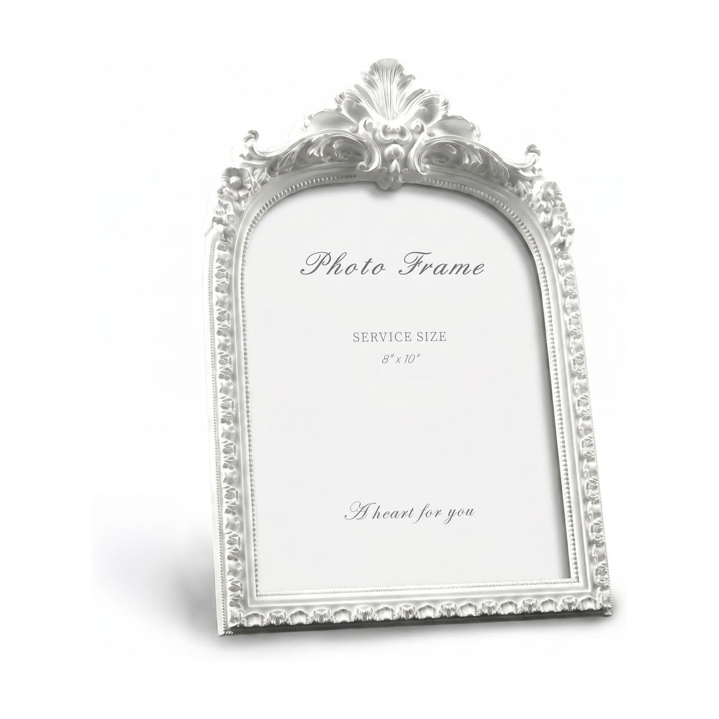 Vintage Ornate Resin Photo Frame / White Arch / 8 x 10