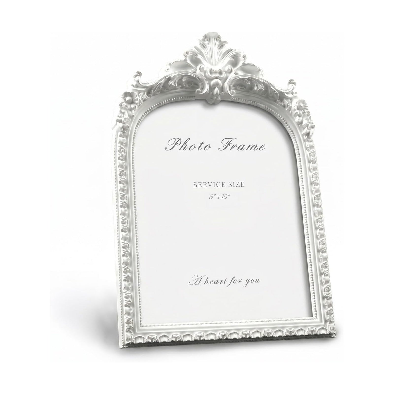 Vintage Ornate Resin Photo Frame / White Arch / 8 x 10