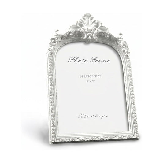 Vintage Ornate Resin Photo Frame / White Arch / 8 x 10