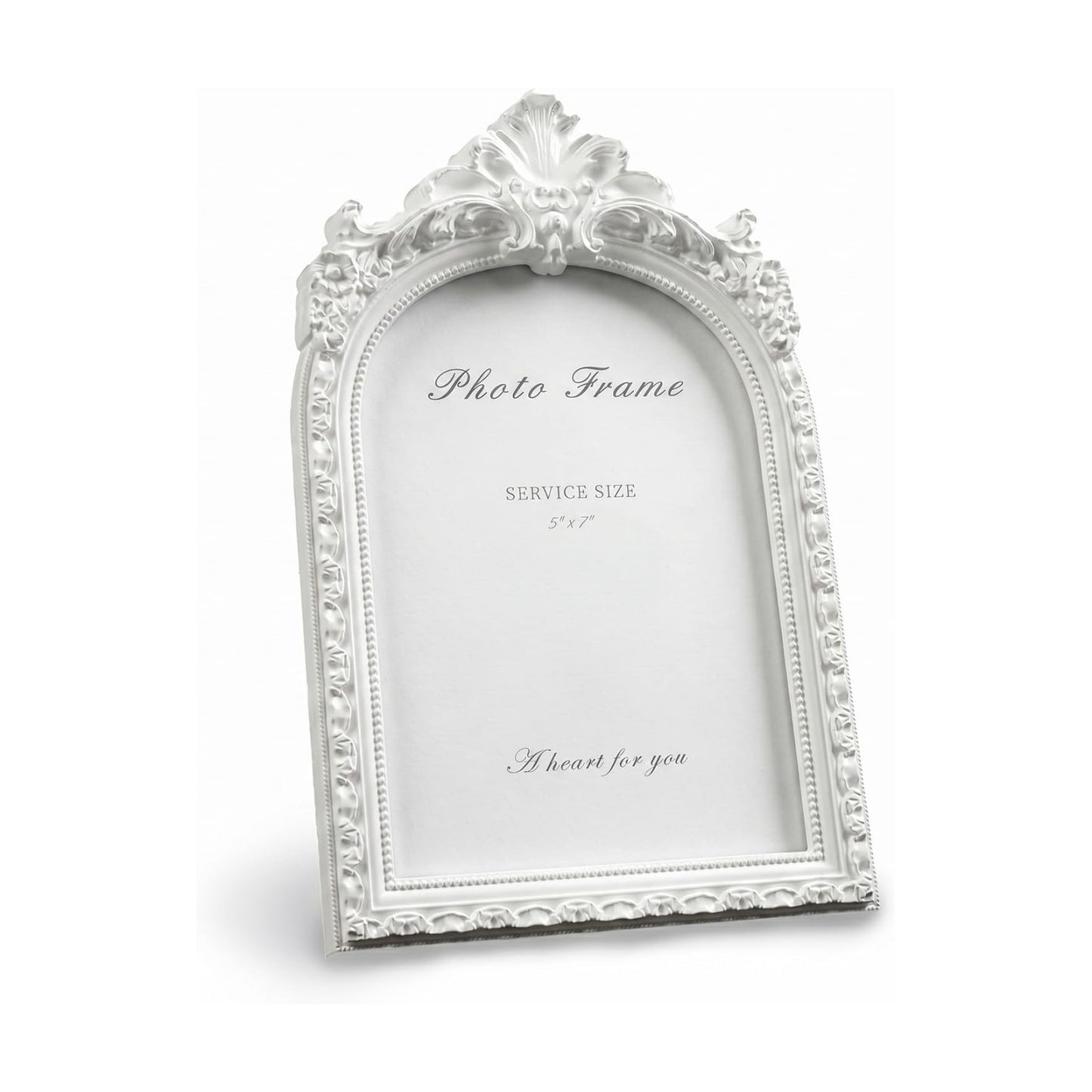 Vintage Ornate Resin Photo Frame / White Arch / 5 x 7