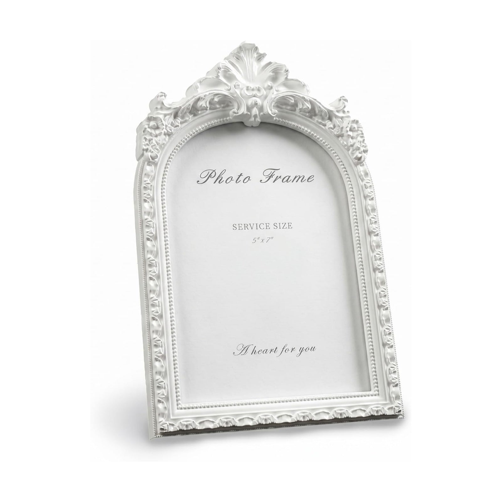 Vintage Ornate Resin Photo Frame / White Arch / 5 x 7