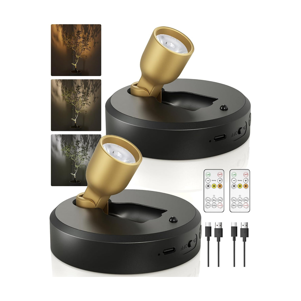 EZVALO Spot Lights Indoor, Plant Uplights, Accent Lighting | with Remote, 4000mAh Rechargeable Battery, Wireless