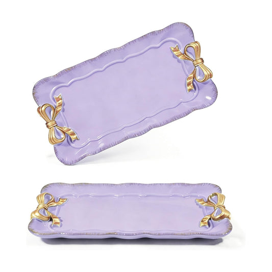Vintage Decorative Tray Jewelry Tray Storage Tray Decorative Organizer / Purple / Set of 2