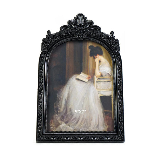 Vintage Picture Frame Black Frame / Black Arch / 5 x 7