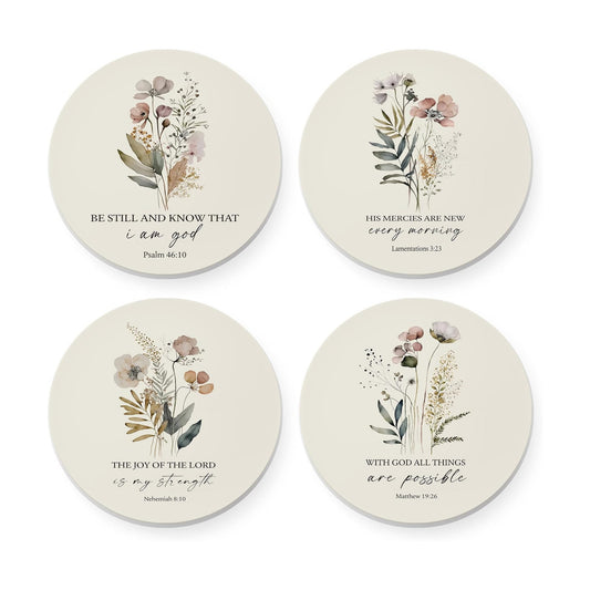 Religious Bible Verse Ceramic Drink Coaster Cup Mat / Christian / Set of 4