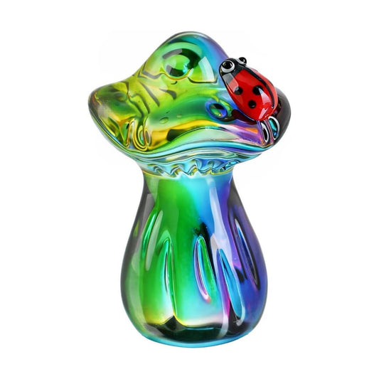 Crystal Mushroom Figurine Mini Mushroom Ladybug Figurines for Fairy Garden Terrarium / Colorful