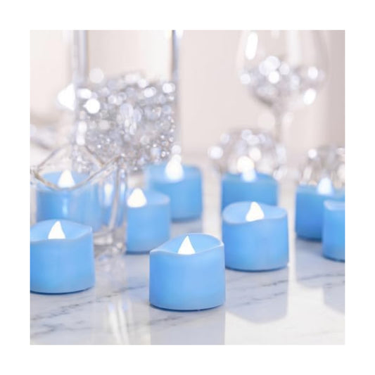 Homemory 12-Pack Light Blue Flameless Battery Tea Light Candles, 200+ Hours