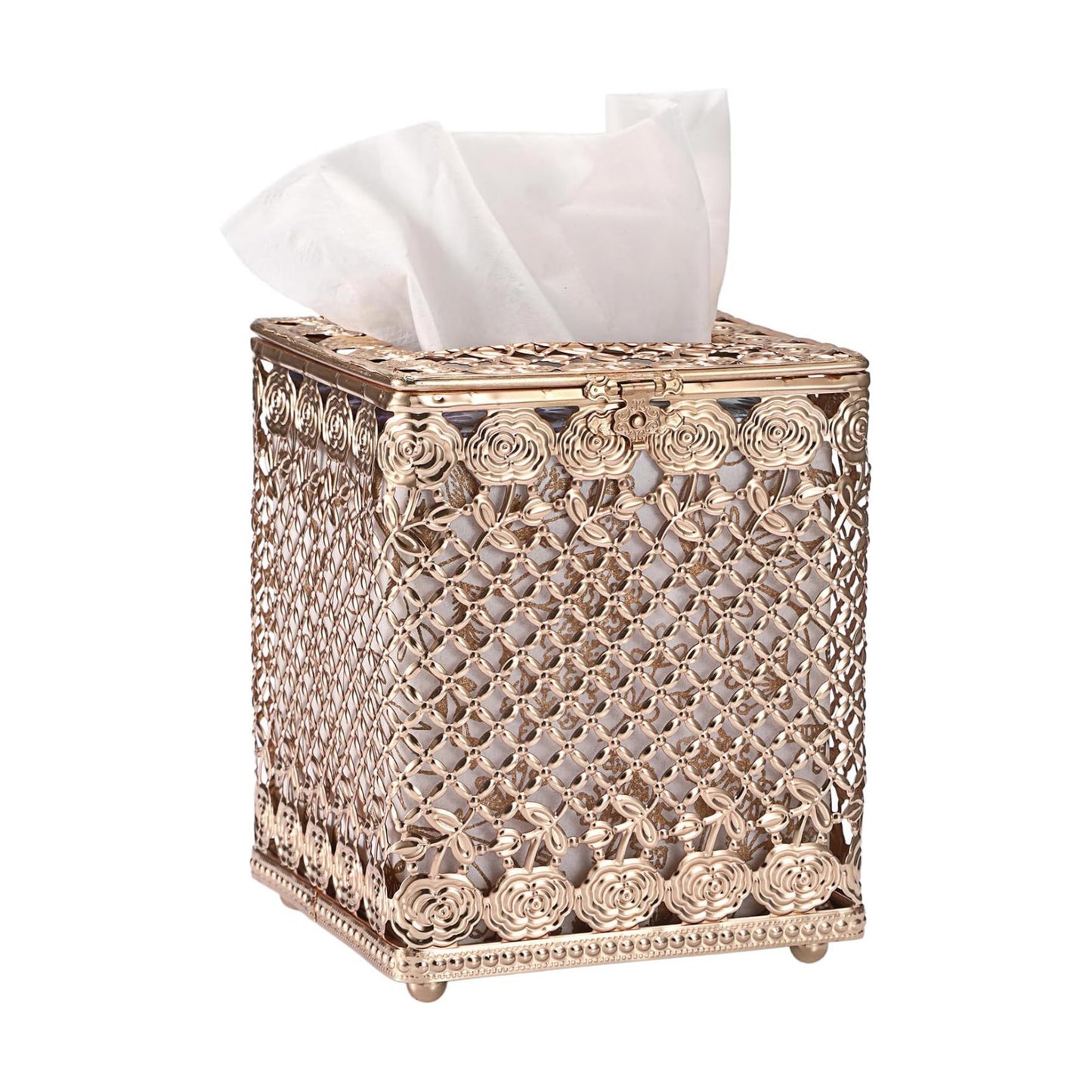 Metal Tissue Holder / Gold / 5 x 5 x 5.8
