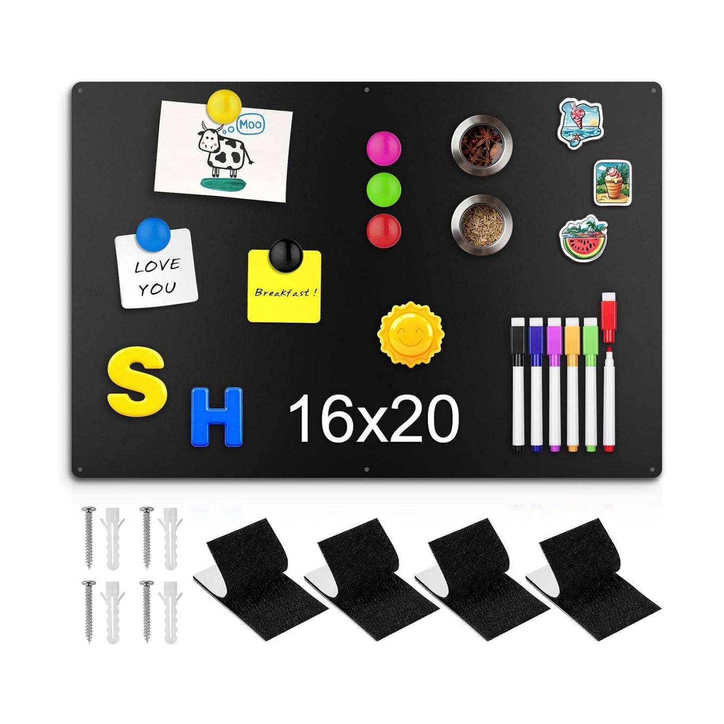 Magnet Bulletin Board to Display Magnetic Letters / Black / 16 x 20
