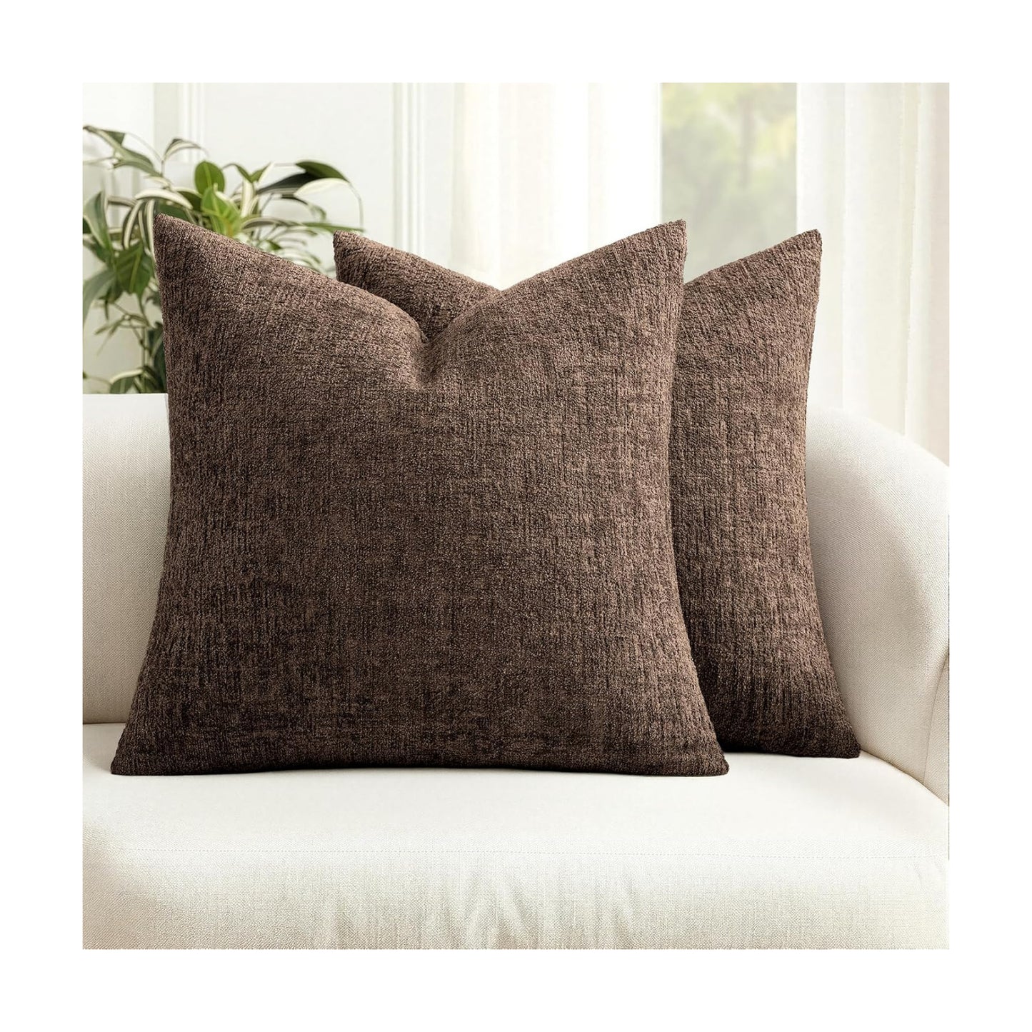 Decorative Throw Pillow Covers Couch Pillow Covers Soft Textured / 18 x 18 / Brown / Set of 2