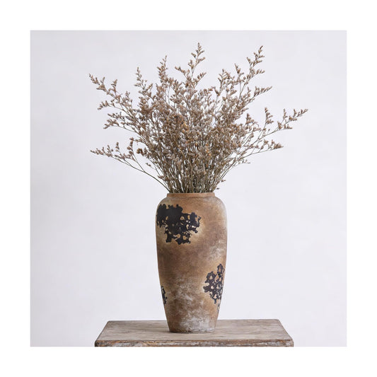 Large Rustic Ceramic Vase / Brown / 12.6 Inch