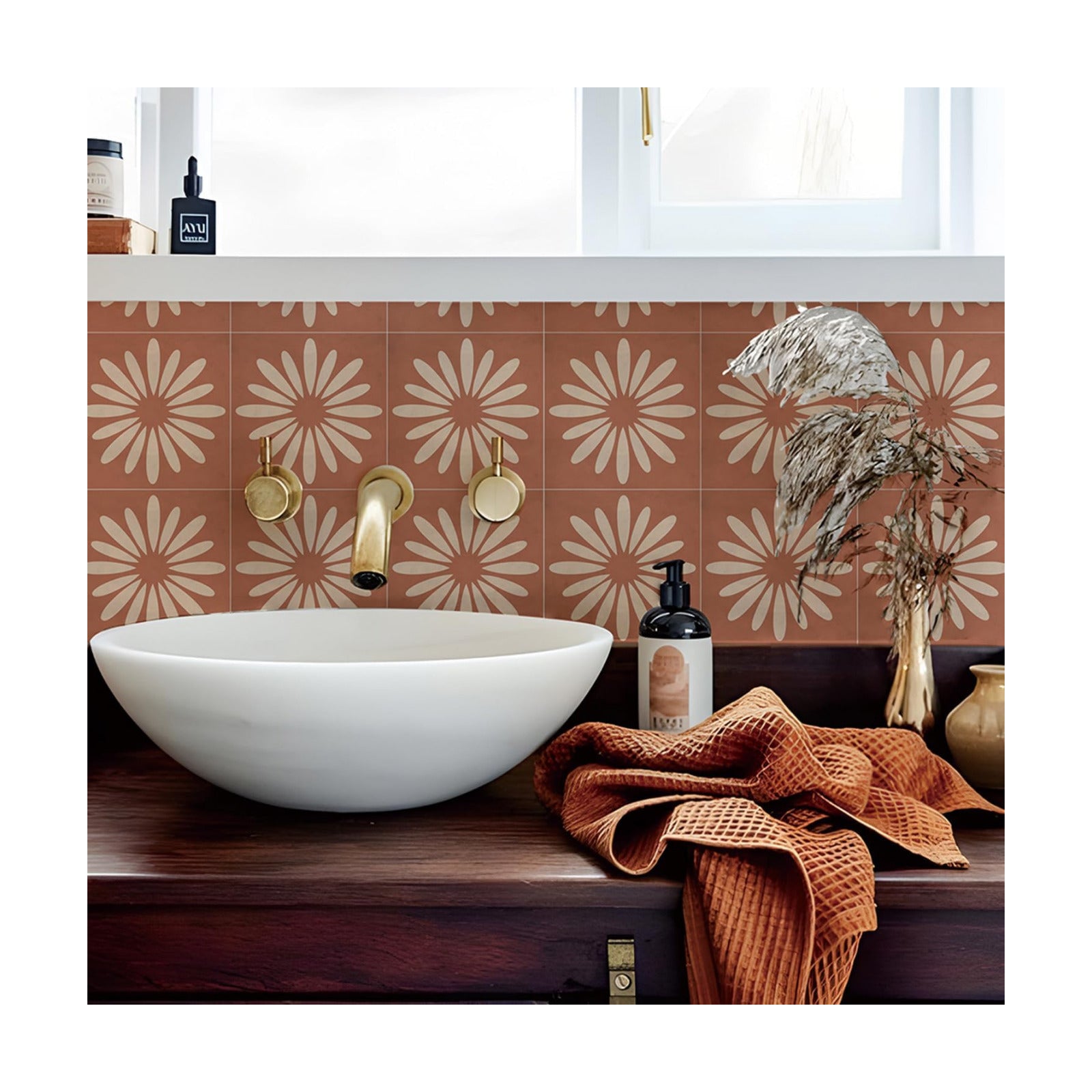 in- Bohemian Peel and Stick Tiles Floor Wall Sticker Self-Adhesive Tile / 7.87 x 7.87 / Set of 10