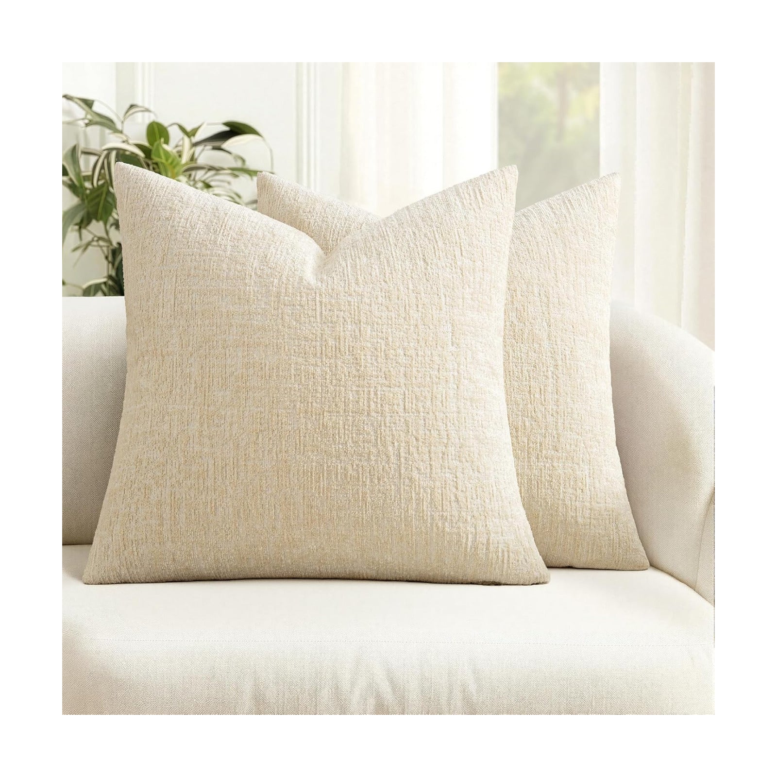 Decorative Throw Pillow Covers Couch Pillow Covers Soft Textured / 18 x 18 / Beige / Set of 2