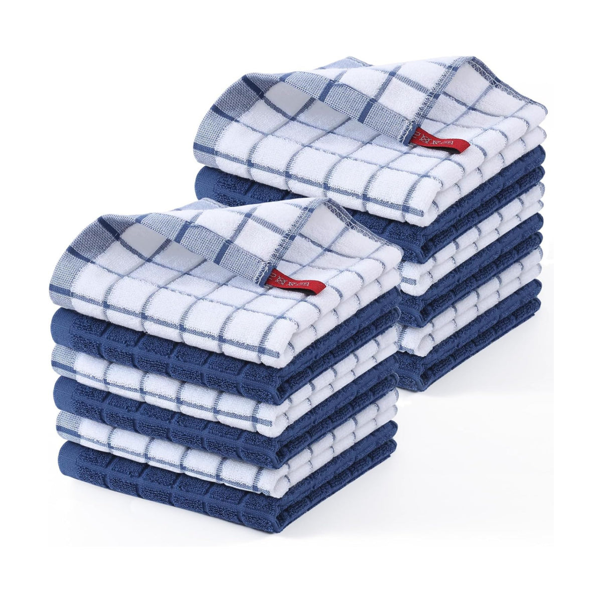 Homaxy Premium Cotton Kitchen Dish Cloths 12"x 12", 12 Pack, Navy Blue | Natural Ring Spun 390 GSM Dish Rags, Super