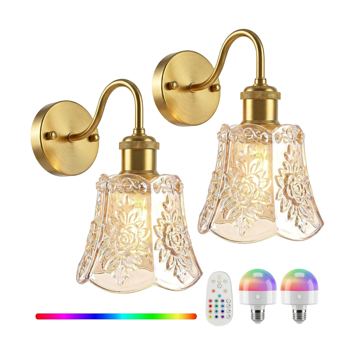 YUNICE Rechargeable Wall Sconces Set of 2 Battery Operated Wall Sconce with Remote Control Dimmable Cordless Wall Lamp