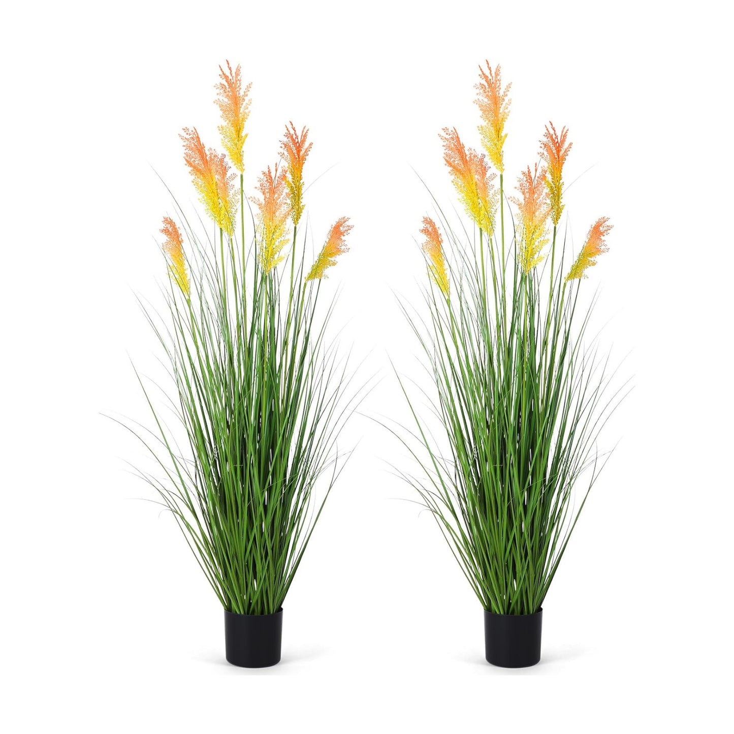 Tall Artificial Grass Plant Outdoor Faux Pampas Grass Potted Ornamental Plant UV / 5 Ft / Set of 2