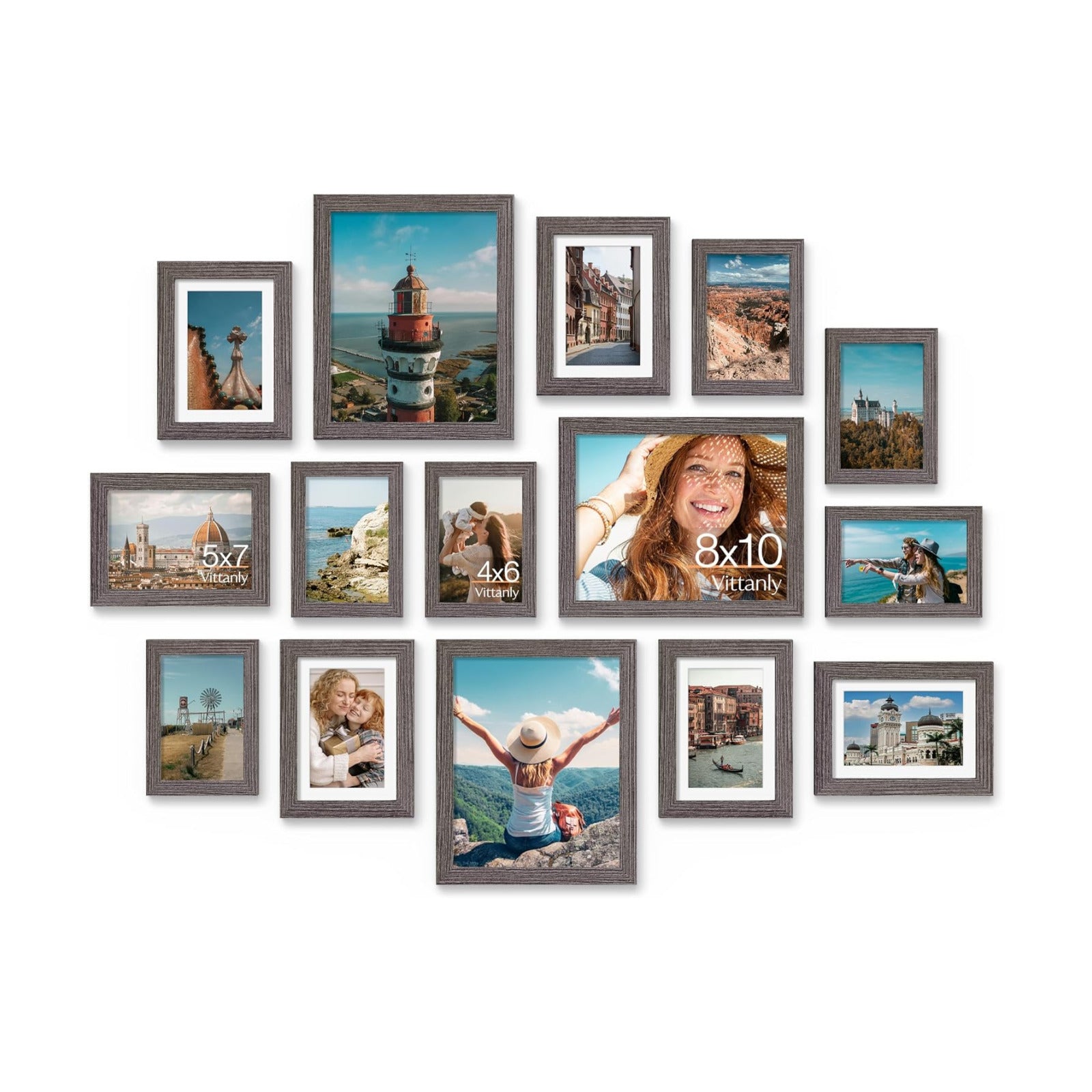 Vittanly 15 Pack Picture Frames Collage Wall Decor, Wall/Tabletop Display