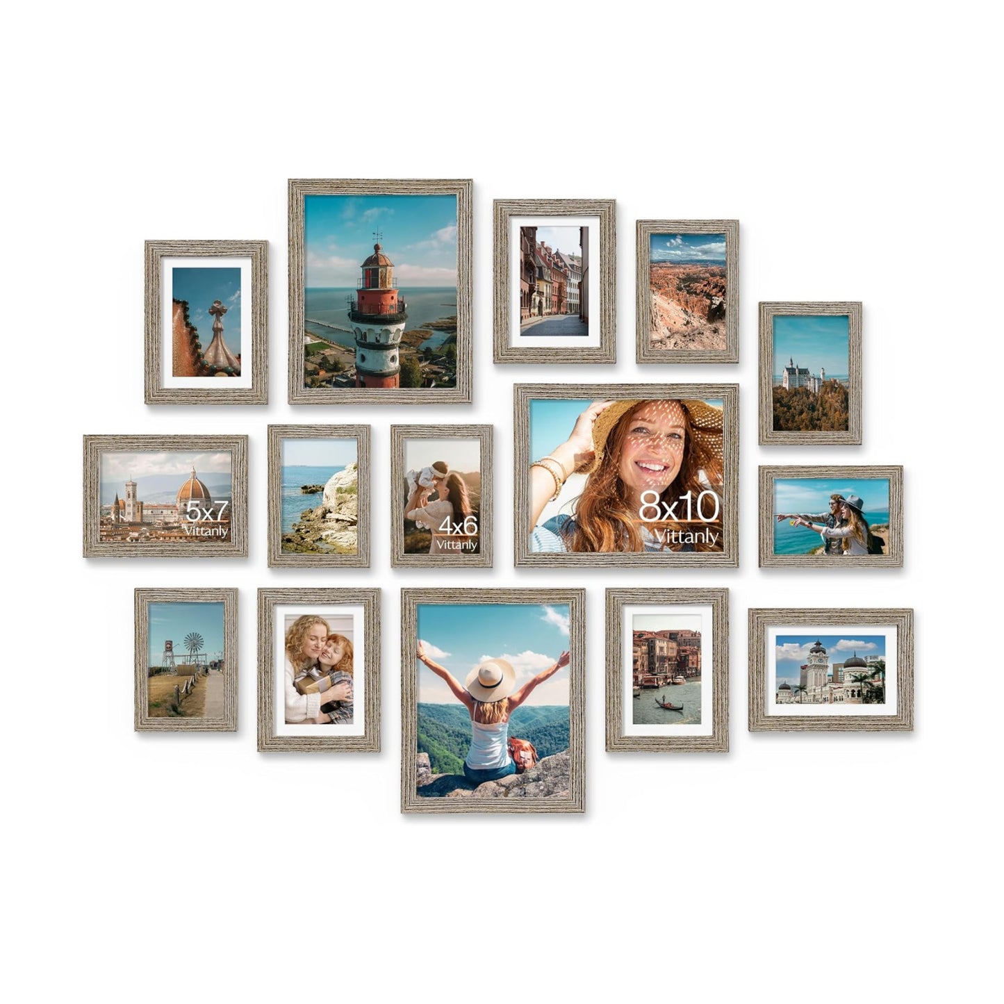 Vittanly 15 Pack Picture Frames Collage Wall Decor, Wall/Tabletop Display