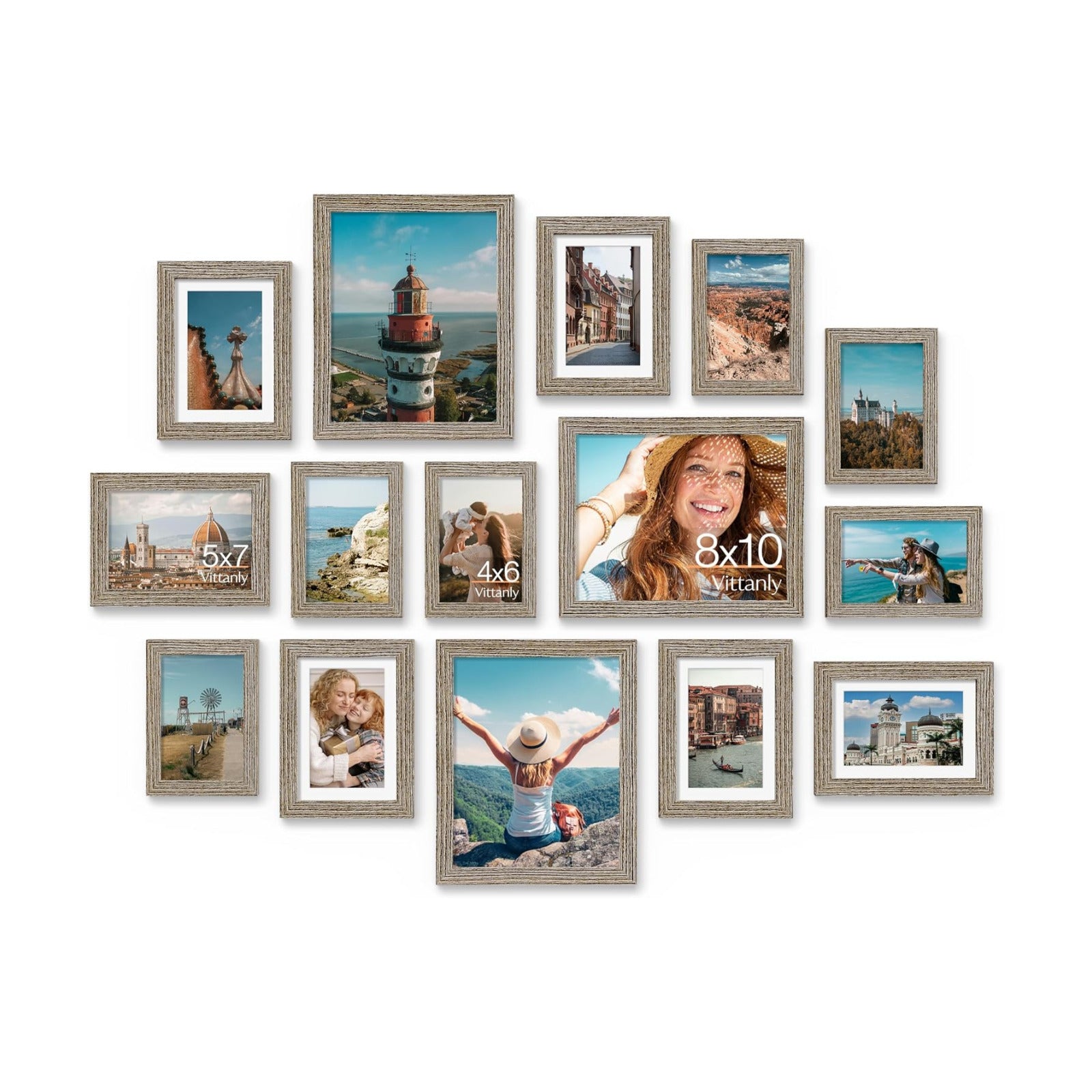 Vittanly 15 Pack Picture Frames Collage Wall Decor, Wall/Tabletop Display