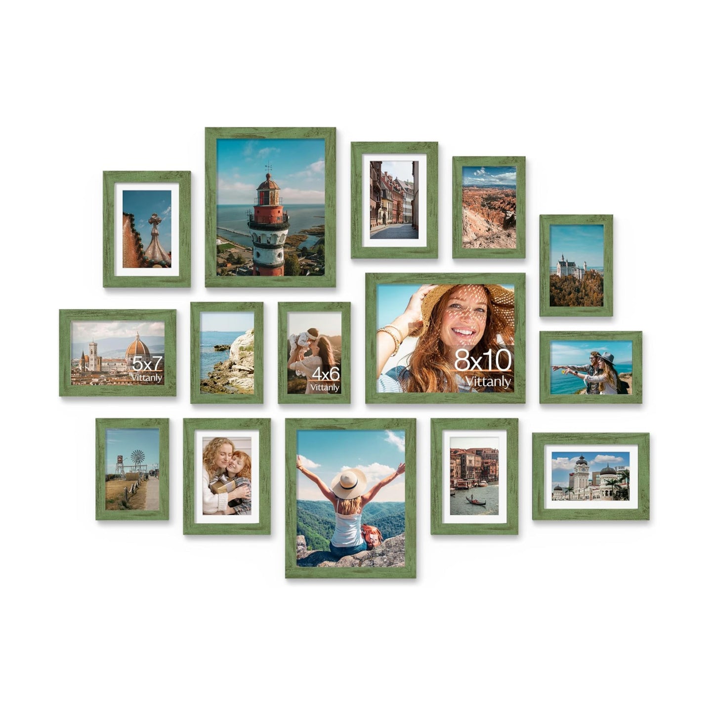 Vittanly 15 Pack Picture Frames Collage Wall Decor, Wall/Tabletop Display