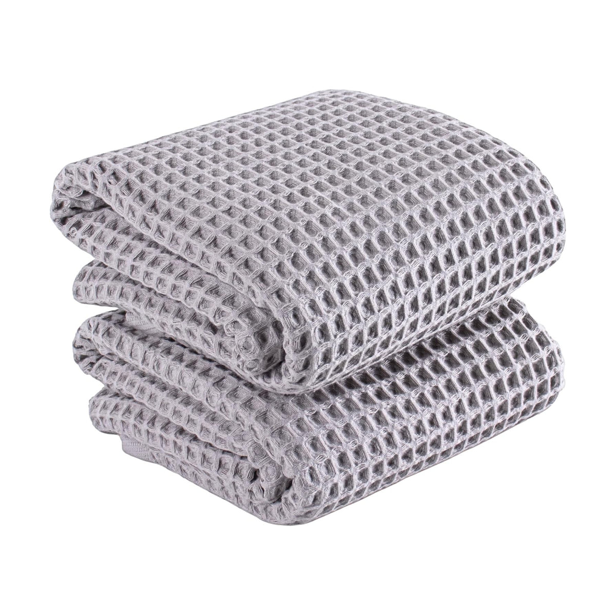 PÜSKÜL Natural 100% Turkish Cotton Waffle Bath Towels Set of 2, Extra-Large | Light Gray, Oversize 32x63" Bath sheet