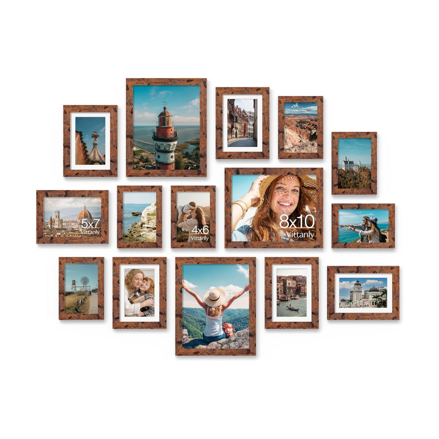 Vittanly 15 Pack Picture Frames Collage Wall Decor, Wall/Tabletop Display