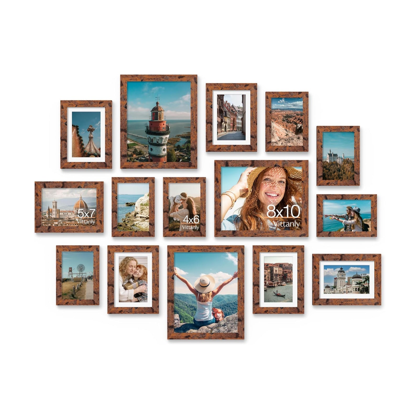 Vittanly 15 Pack Picture Frames Collage Wall Decor, Wall/Tabletop Display