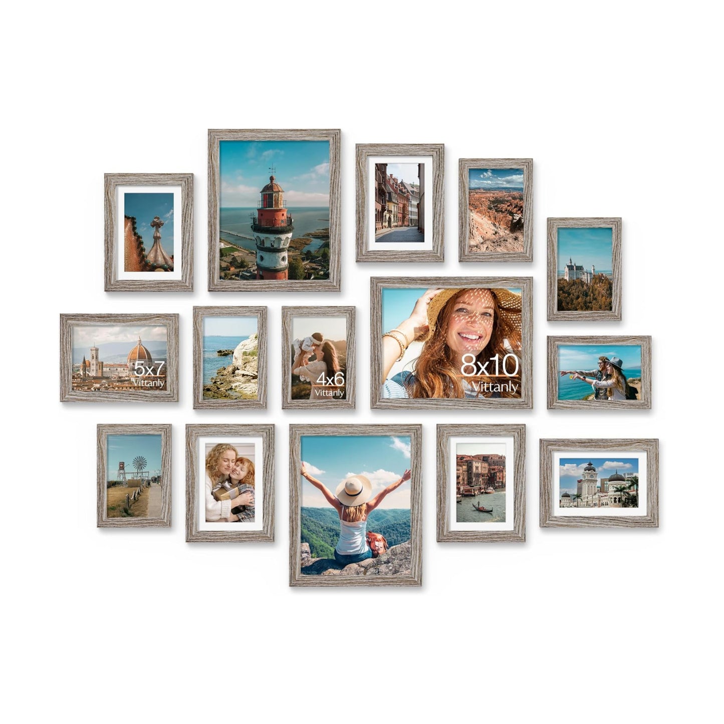 Vittanly 15 Pack Picture Frames Collage Wall Decor, Wall/Tabletop Display